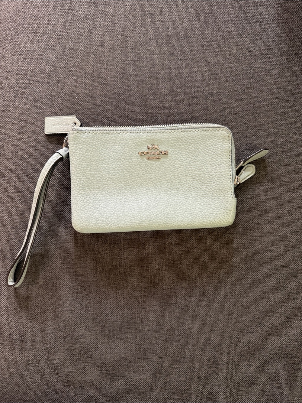 Coach Pebbled Leather Wristlet in Mint Green